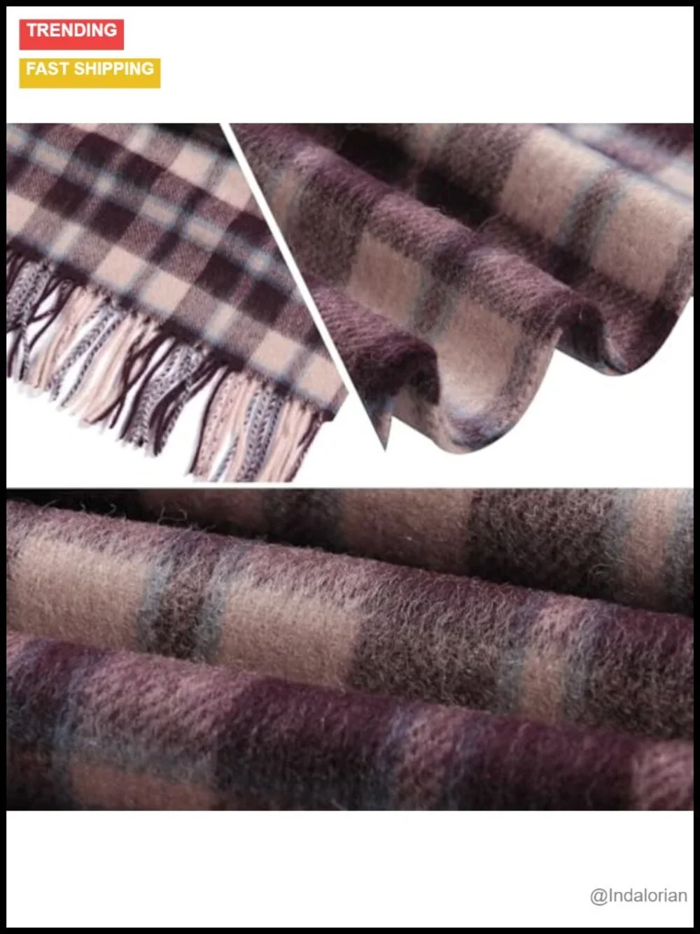 Wool Tartan Winter Scarf Classic Plaid Striped Unisex Warm Shawl